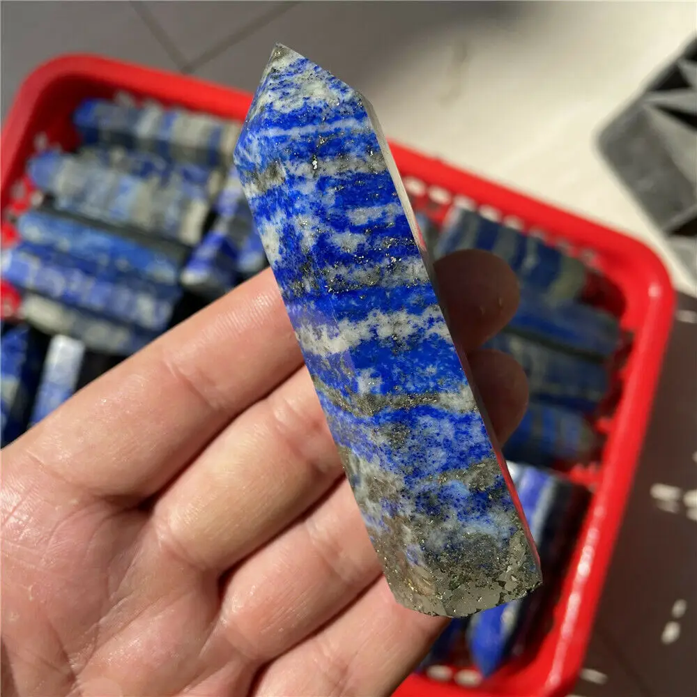 

TOP! Natural Lapis Lazuli Quartz Obelisk Crystal Wand Point Healing 70-80mm