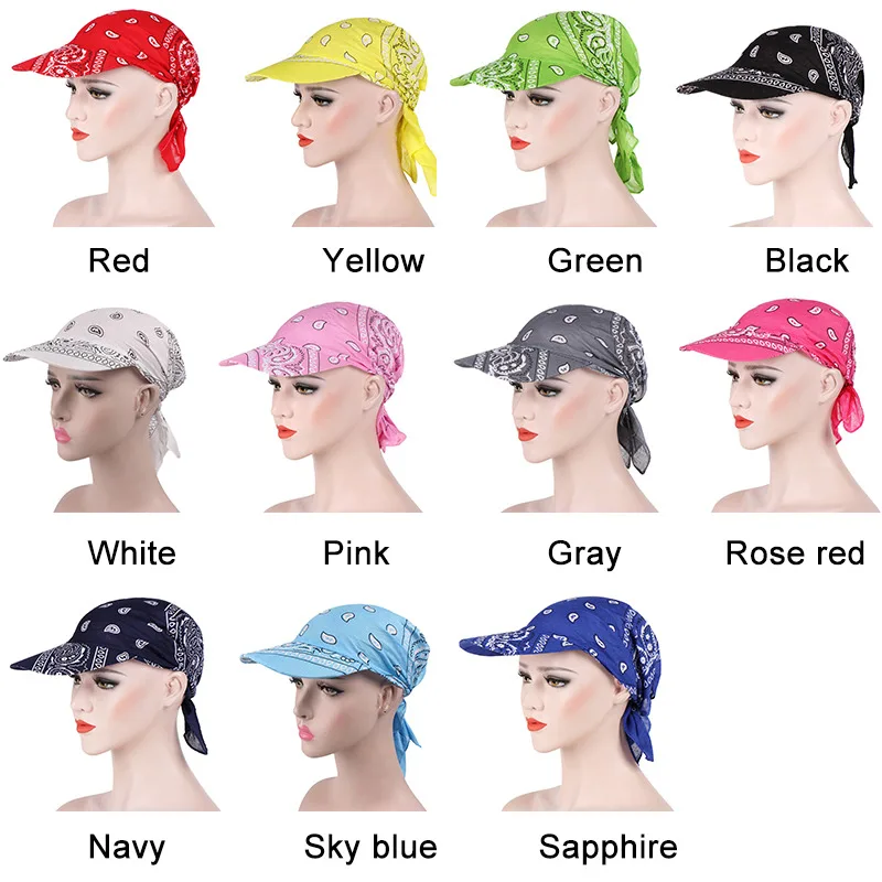 Bandana Turban Square Scarf Hat Boho Paisley Floral Tie Knot Back Cotton Baseball Cap Adjustable Women Headscarf Sun Visor |