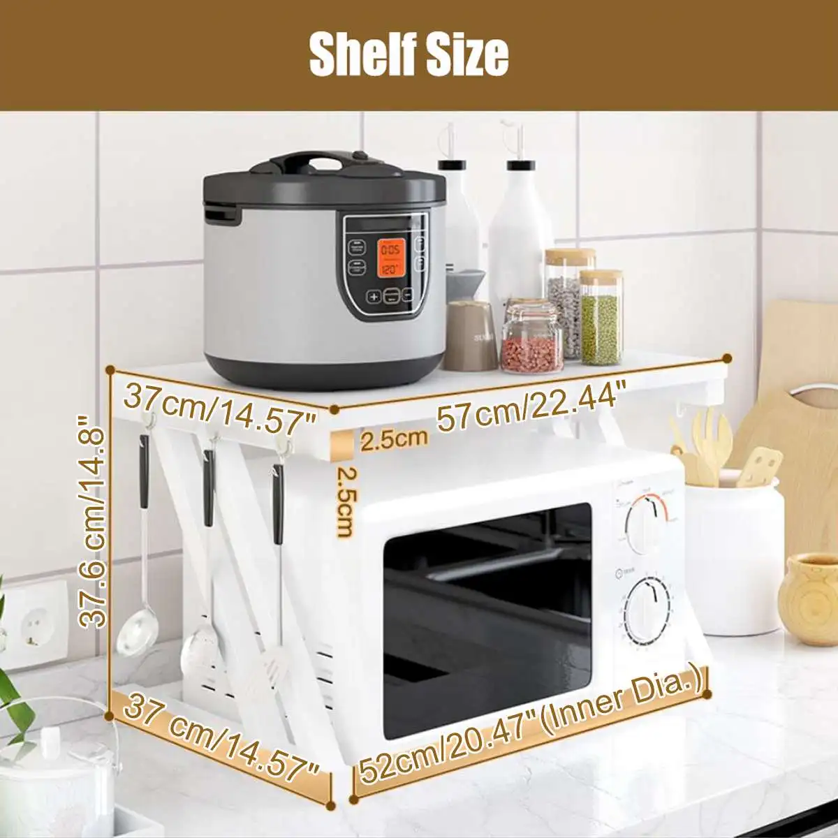 

2-Tiers Kitchen Microwave Oven Rack Kitchen Shelf With Drawer Home Storage Rack Counter Shelf Organizer Tableware Space Saver