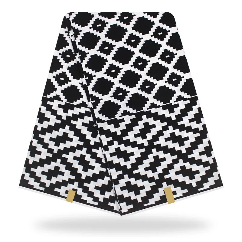 Черно-белая фототкань 6 ярдов Африканские Восковые принты Анкары оптовая продажа