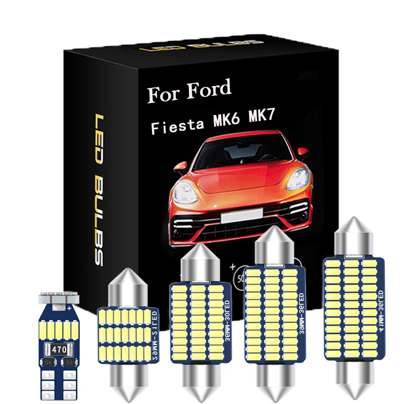 

HSMI Canbus For Ford Fiesta MK6 MK7 2002-2016 Sedan LED Interior Lights Dome Map Trunk License Plate Error Free Lamp Bulbs Kit