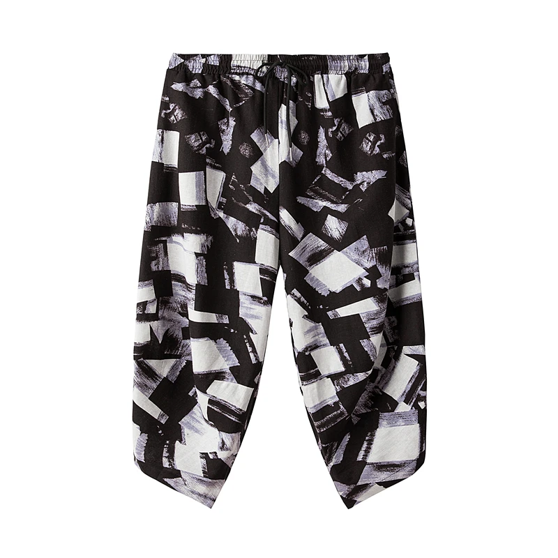 

Loose Men Harem Pants Print Chinese Style Casual Pants Mens 2020 New Cotton Linen Trousers Male Oversize Jogging Pants 5XL