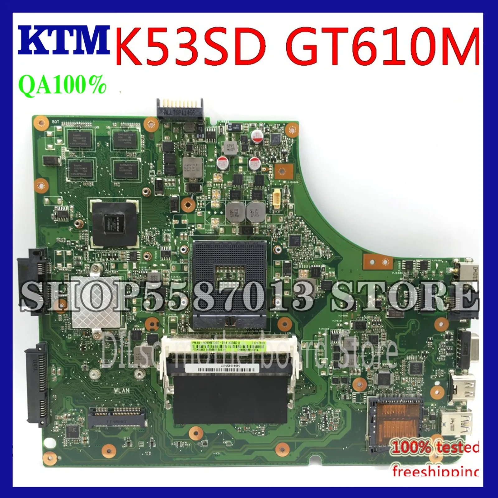 

KEFU K53SD Motherboard For Asus K53SD K53E K53E K53S Laptop Motherboard REV 5.1 Laptop Motherboard GT610M-2G Test Work 100%