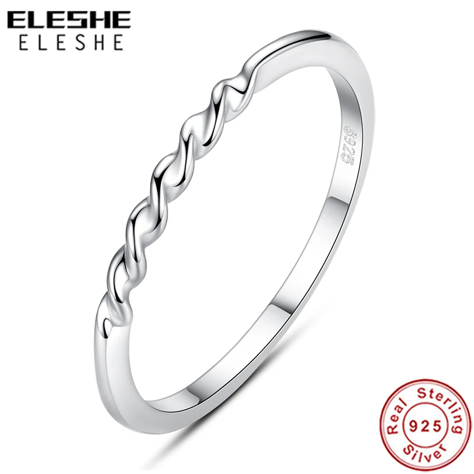 ELESHE, классическое, 925 пробы, серебряное, скрученное кольцо с узлом, для женщин, полированное, штабелируемые, простые кольца, бесконечность, обещание, свадебные украшения