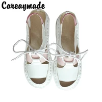 careaymade original handicraft sandalswomens soft sole flat fishmouth sandals summer breathable refreshing beach shoes