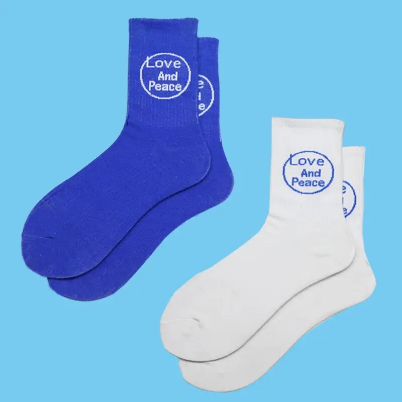 Прилив носки любовь и мир с загругленным Для мужчин женщин уличной принтом Harajuku
