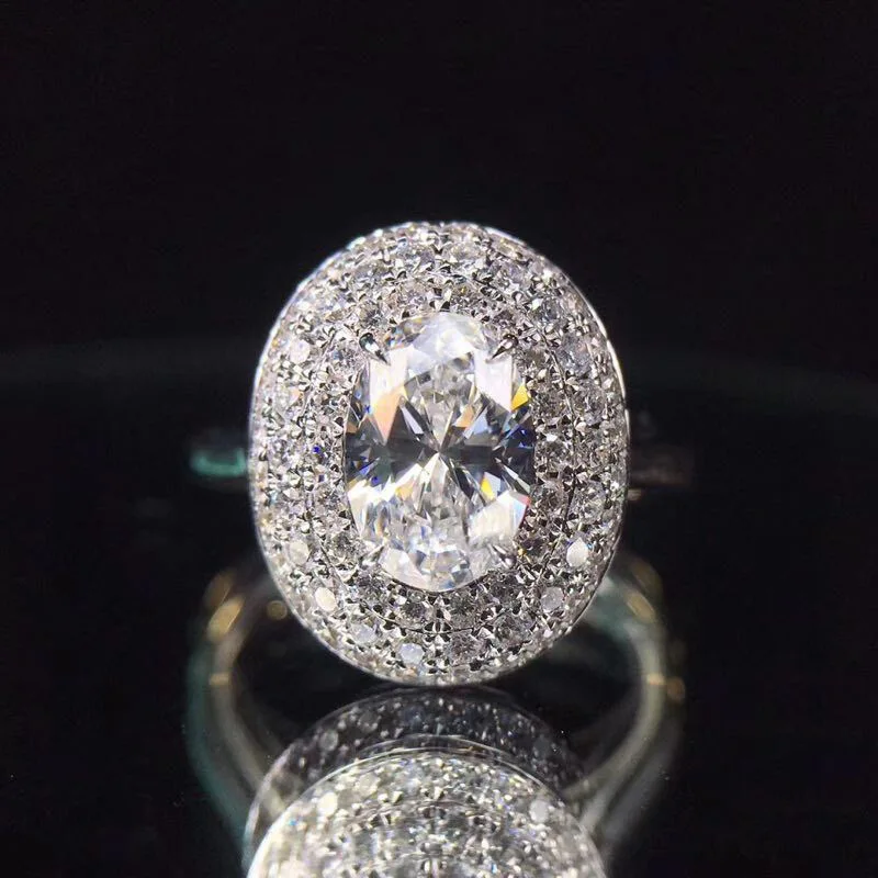 

HOYON 100% 18K White Gold color Jewelry Natural 2 Carats Moissanite Bizuteria Ring for Women Men Anillos De Setting Gemstones