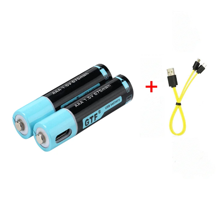 

Li-ion gtf battery, 100% capacity, 1.5v, 450mah, aaa, lithium battery, 675mwh, li-polymer, rechargeable usb + usb cable