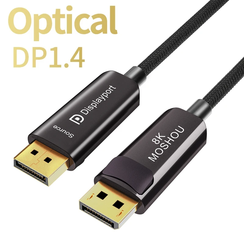 Оптический DP 1 4 кабель порт дисплея волокна HDR 8K 60Hz 4K @ 144Hz 32 Гбит/с MOSHOU 10 м 15 20