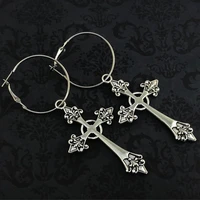 cross gothic hoop earrings large silver colour statement trad goth jewelry fashion delicacy 2020 new women gift girlfriend