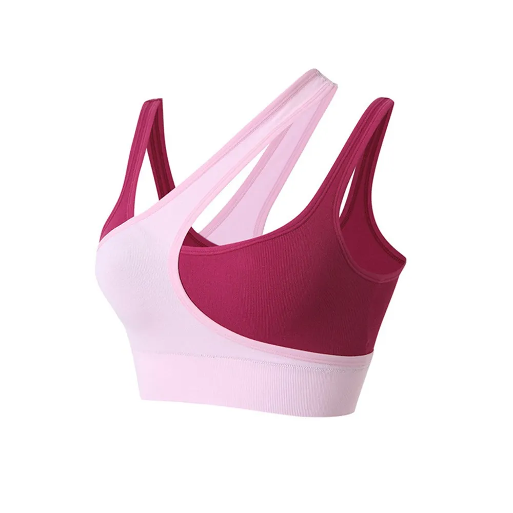 

Oblique Shoulder Push Up Sexy Women Yoga Sports Bras Crop Top Sexy Seamless Fitness Gym Exercise Running Workout Bra