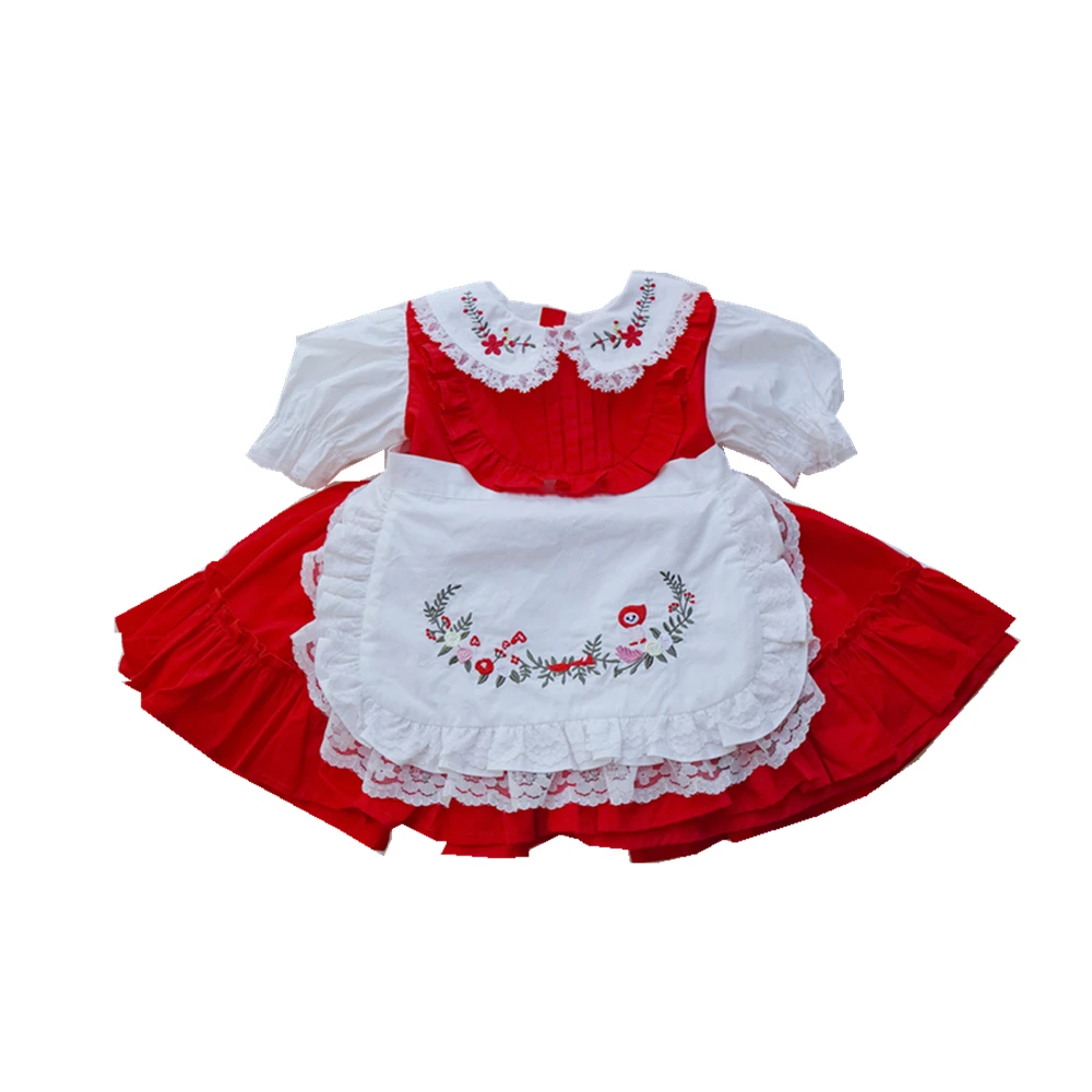 

2020new summer new Girls Doll Neck Vintage Lolita Children's Maid Style short Sleeve Wedding New Years Festival Christmas Dress