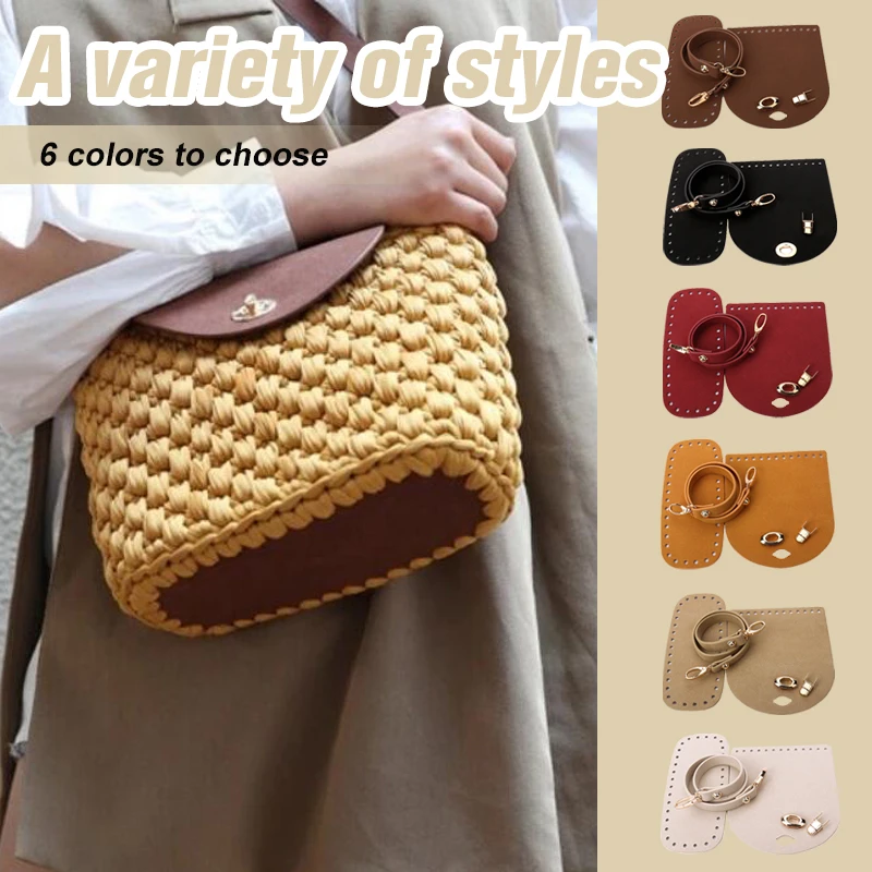

4Pcs/Set Hand-Made Shoulder Bag Bottom Cover Straps Zine-Alloy Set Accessories DIY Needle Hook Fujibara Woven Bucket Bag Strap