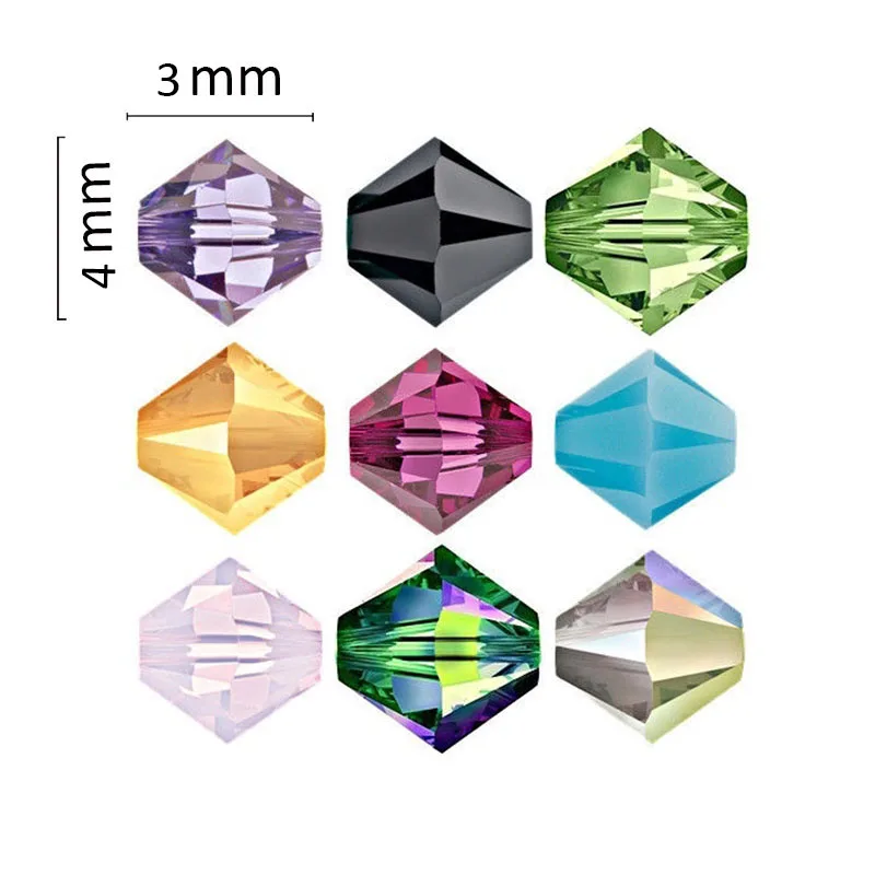 

Wholesale 100Pcs 4mm Bicone Faceted Crystal Glass Loose Spacer Beads Cone Crystal Bead For Earrings Bracelet DIY Jewelry Making