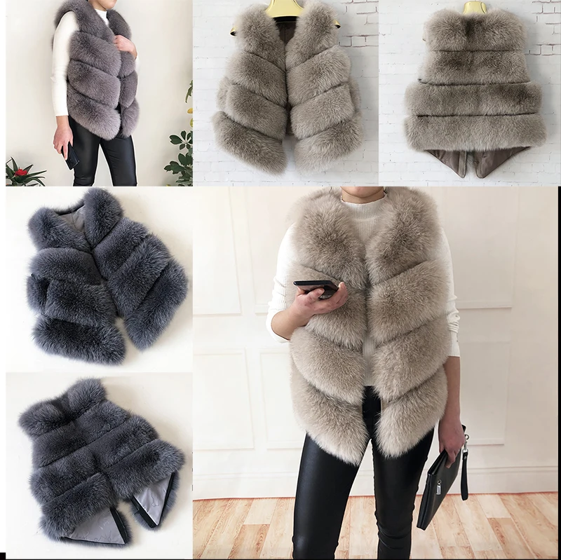 Натуральный Лисий мех 100% Теплый красивый жилет натуральный длина 88 см Бесплатная