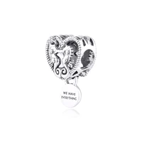 openwork seahorses heart charm acsesoris for women sterling silver jewelry fits original bracelets bead for jewelry making