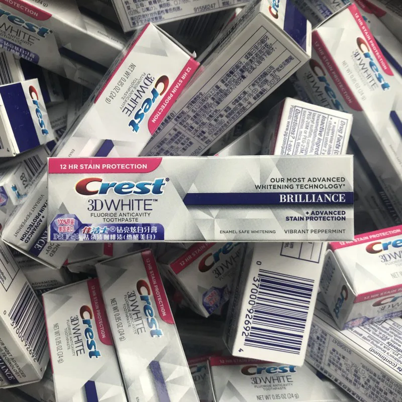 

Mini Crest 3D White Toothpaste Brilliance Teeth Whitening Toothpaste For Travel/Business Prevent Cavities Remove Stains 24g/pic