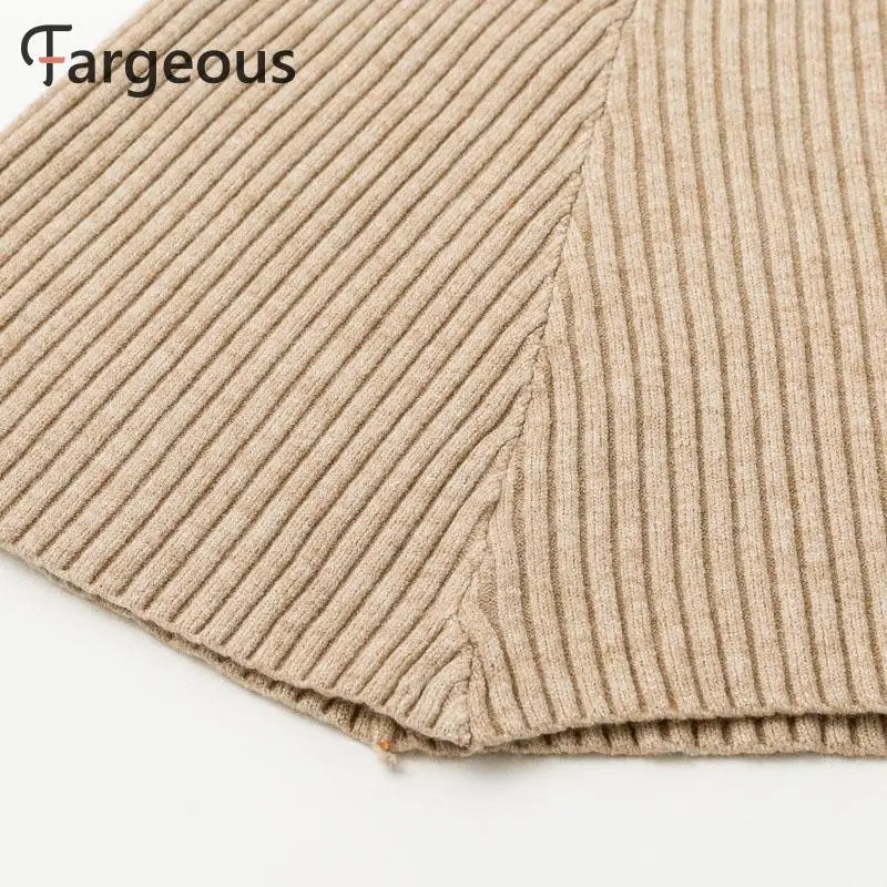 Fargeous Casual Knitted Sweater Dress Women Autumn Winter Ribbed Long Sleeve 2019 Basic White Short Vestidos | Женская одежда