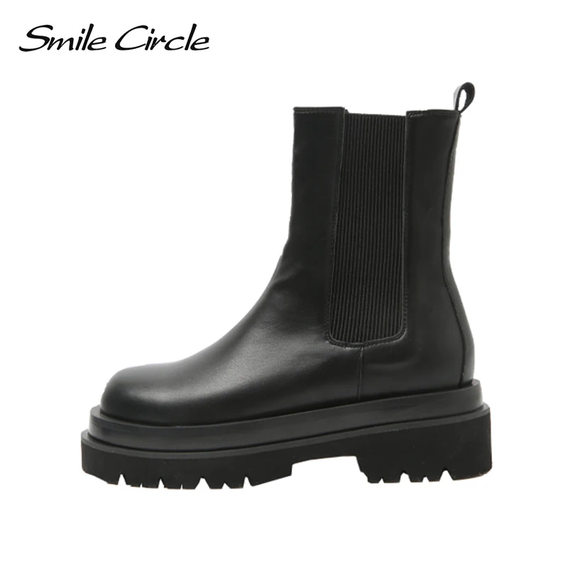 

Smile Circle Women Boots 2020 New Autumn British Wind Thick With Short Boots Motorcycle Boots women shoes