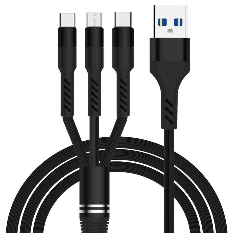 3 в 1 USB кабель для iPhone Xs Max Xr X 8 7 быстрое зарядное устройство Type C c Micro Мобильный