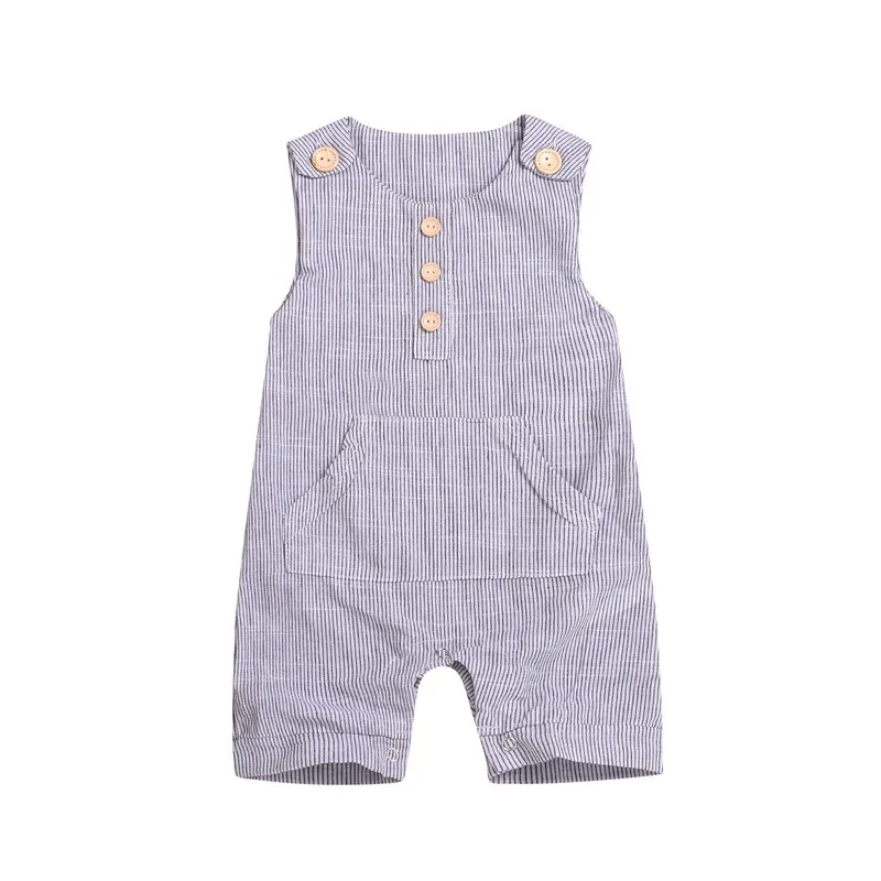 

Newborn Baby Boy Girl One-piece Outfit Clothes Striped Sleeveless Cute Romper Casual Buttons Jumpsuit robe ete baby girl clothes