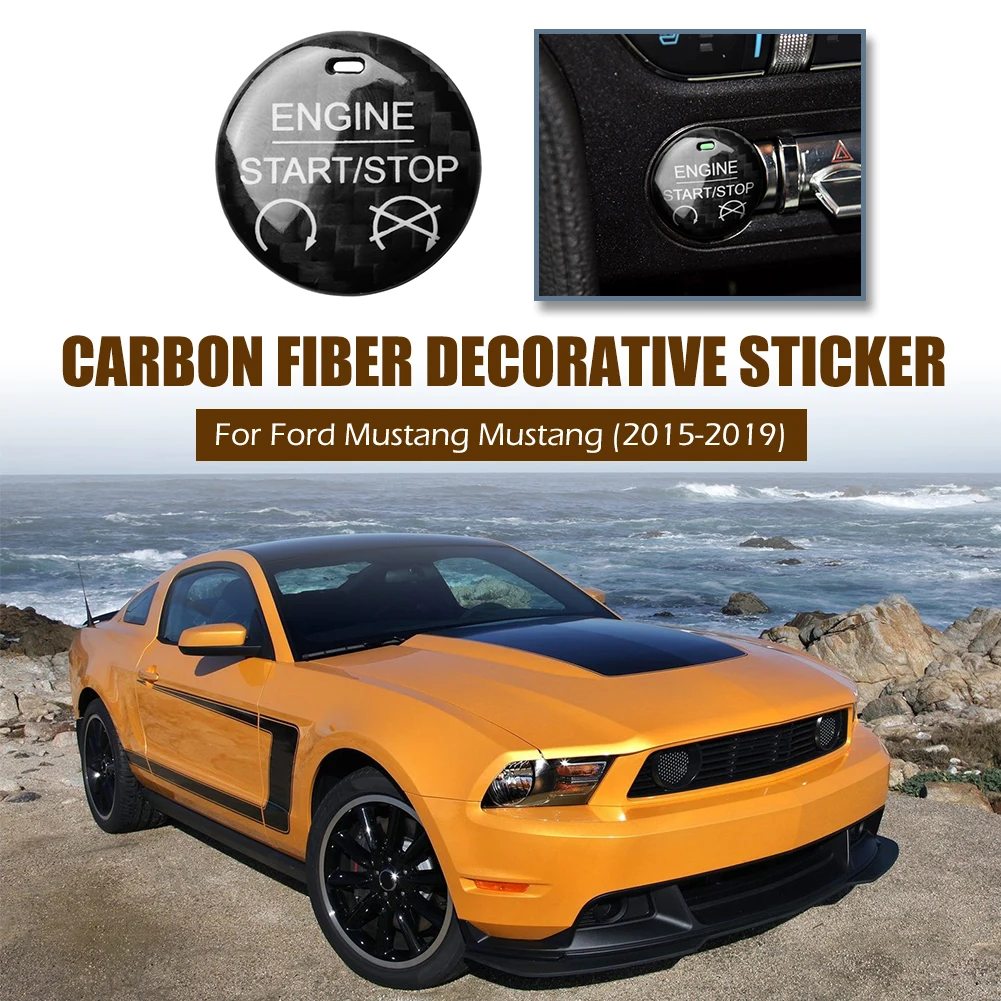 

Delicate Design Carbon Fiber Engine Start Stop Button Decorative Frame Cover Cover Sticker for Ford Mustang 2015-2019