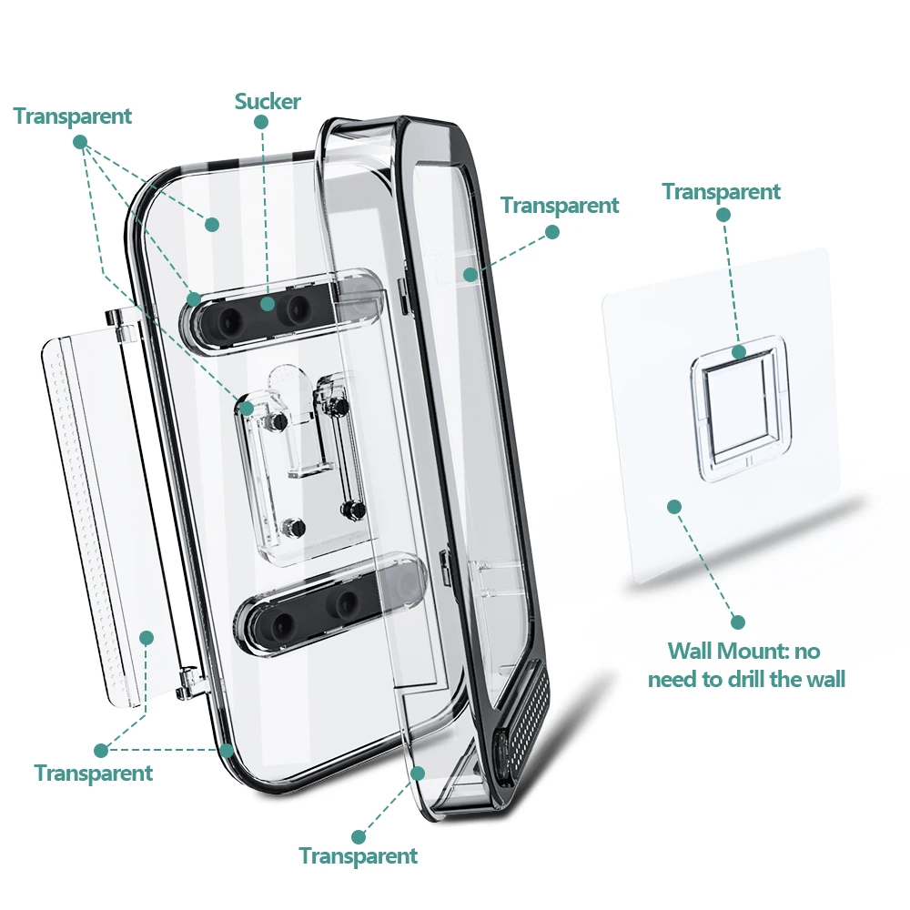 waterproof wall mount shower phone holder bathroom phone storage case shelf adhesive shower phone box for bathroom mirror free global shipping