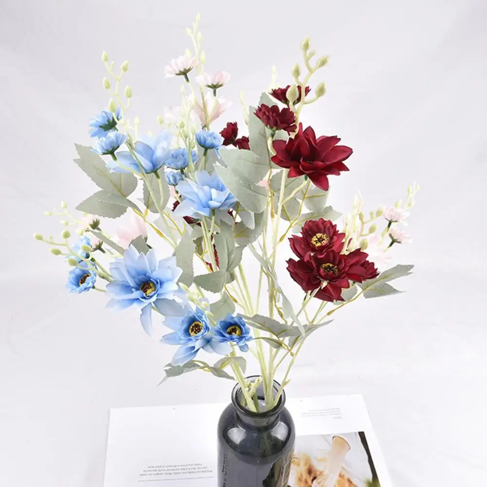 

80%HOT1 Bundle Artificial Flower Faux Dahlia Ornamental Faux Silk Flower Simulation Bridal Bouquet Home Decoration