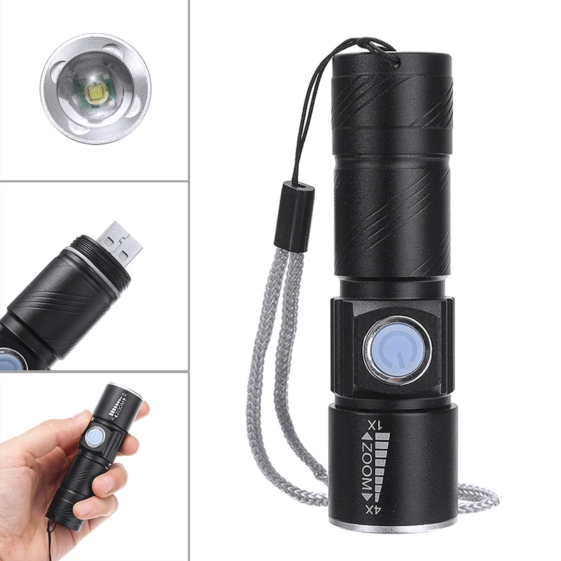 Мини Портативный светодиодный фонарик USB Перезаряжаемые Кемпинг Пеший Туризм
