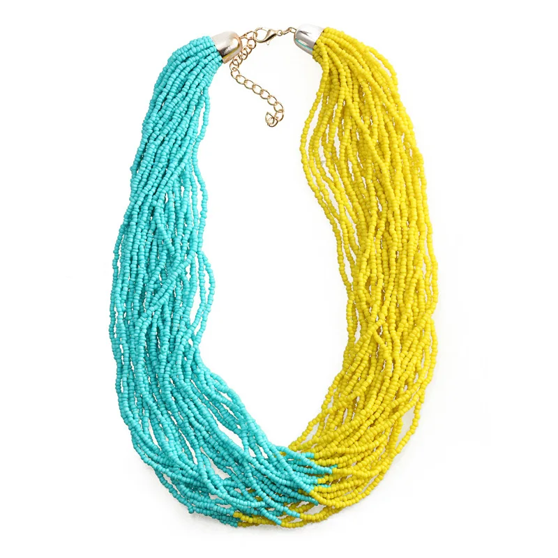 

Асимметричное ожерелье ручной работы из бисера, богемное многослойное эффектное ожерелье