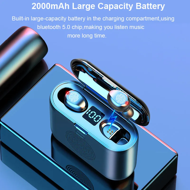 newest touch tws true wireless earbuds BT5.0 & Speaker HD Stereo Mini Earbuds Bass Headset with 2000mAh power bank | Электроника