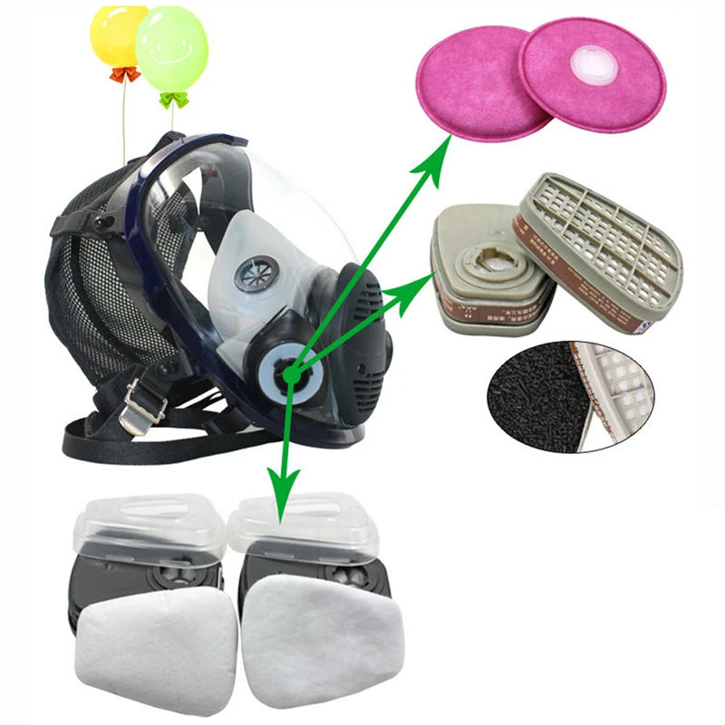 7 в 1 противогаз Полный лицевой части респиратор с углеродными фильтрами