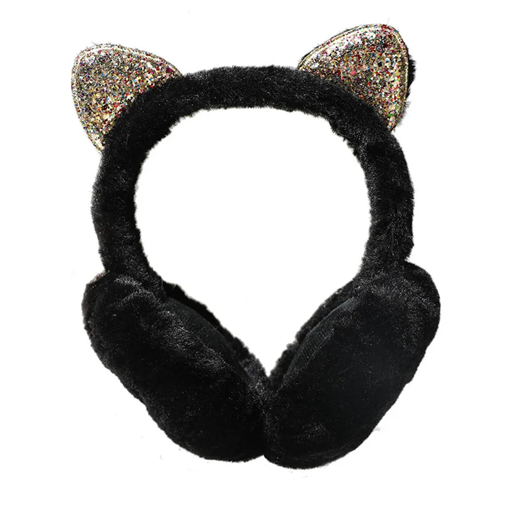 Новинка 2019 модные женские меховые зимние наушники для девочек с кошачьими ушками