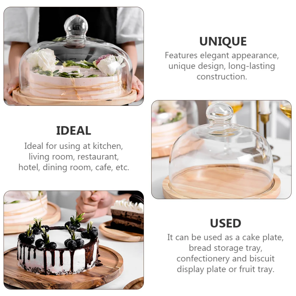 

1pc Dessert Showcase Plate Dust-proof Cake Container Practical Party Supply