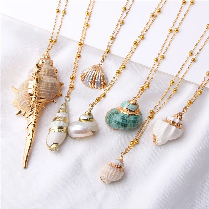 

Bohemian Shell Pendant Necklaces For Women Conch Chain Starfish Collar Scallop Clavicle Chain Beach Vacation Jewelry Accessories