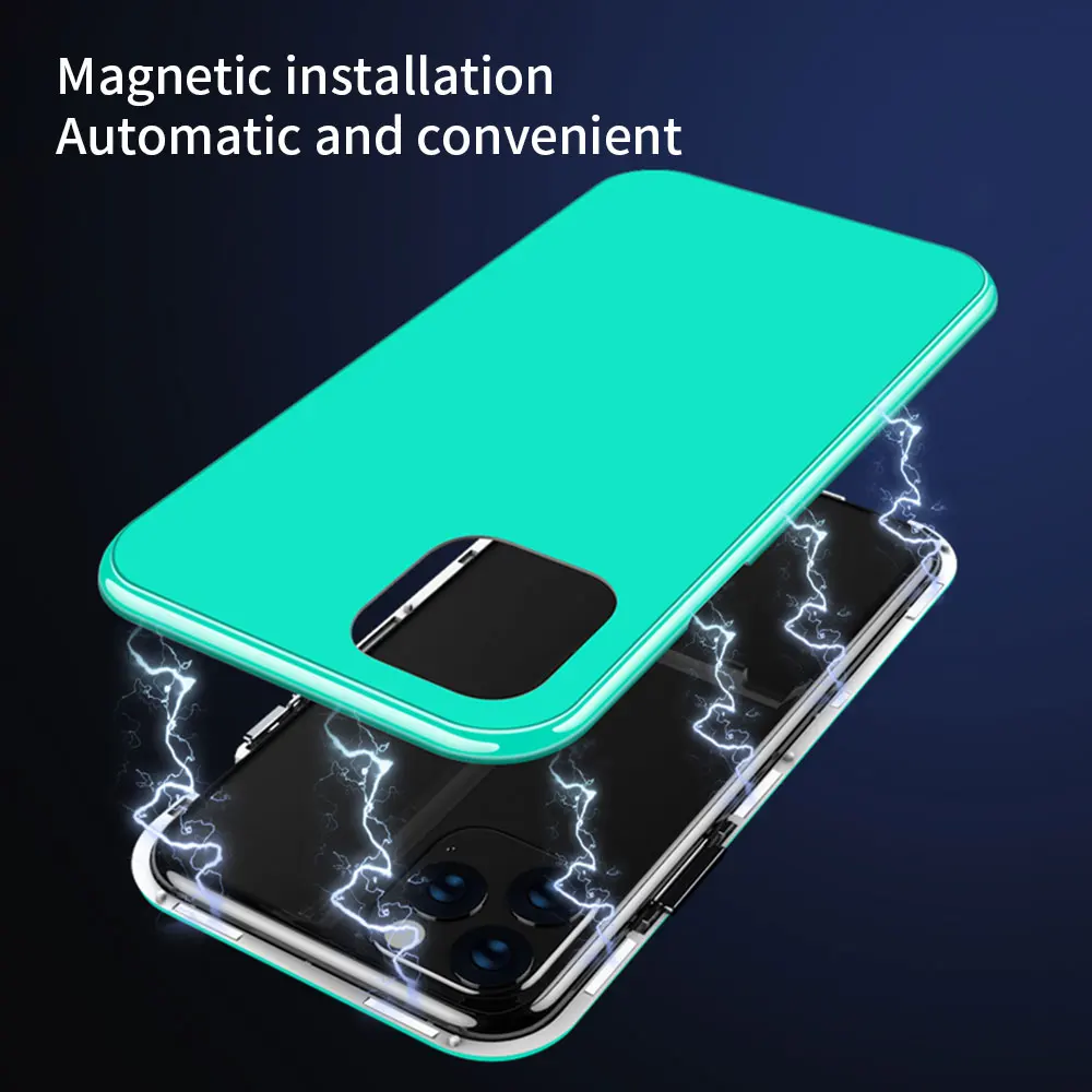 KISSCASE Colorful Phone Case Magnetic Adsorption For iPhone 11 XS Pro Max XR X 7 8 Plus Luxury Tempered Glass Back |