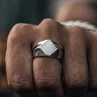 Необычное квадратное кольцо для мужчин с плоской поверхностью, кольцо из нержавеющей стали с гравировкой