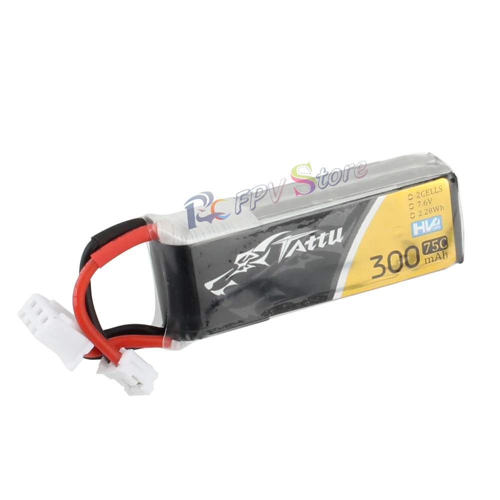 TATTU-bater&iacute;a Lipo 300mAh 7,6 V 75C 2S con conector de enchufe PH2.0 para cuadric&oacute;ptero de carreras RC FPV, 5 uds.-4