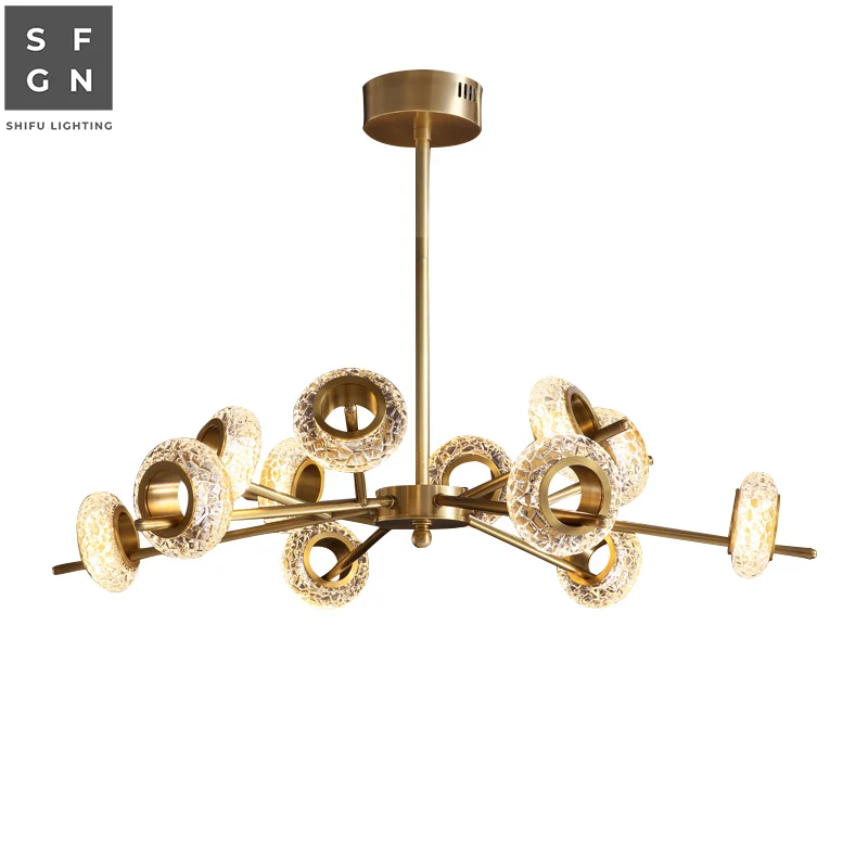 

Post-Modern Chandelier Nordic LED Copper Glass Lighting for Home Dining Room Bedroom Cafe Restaurant