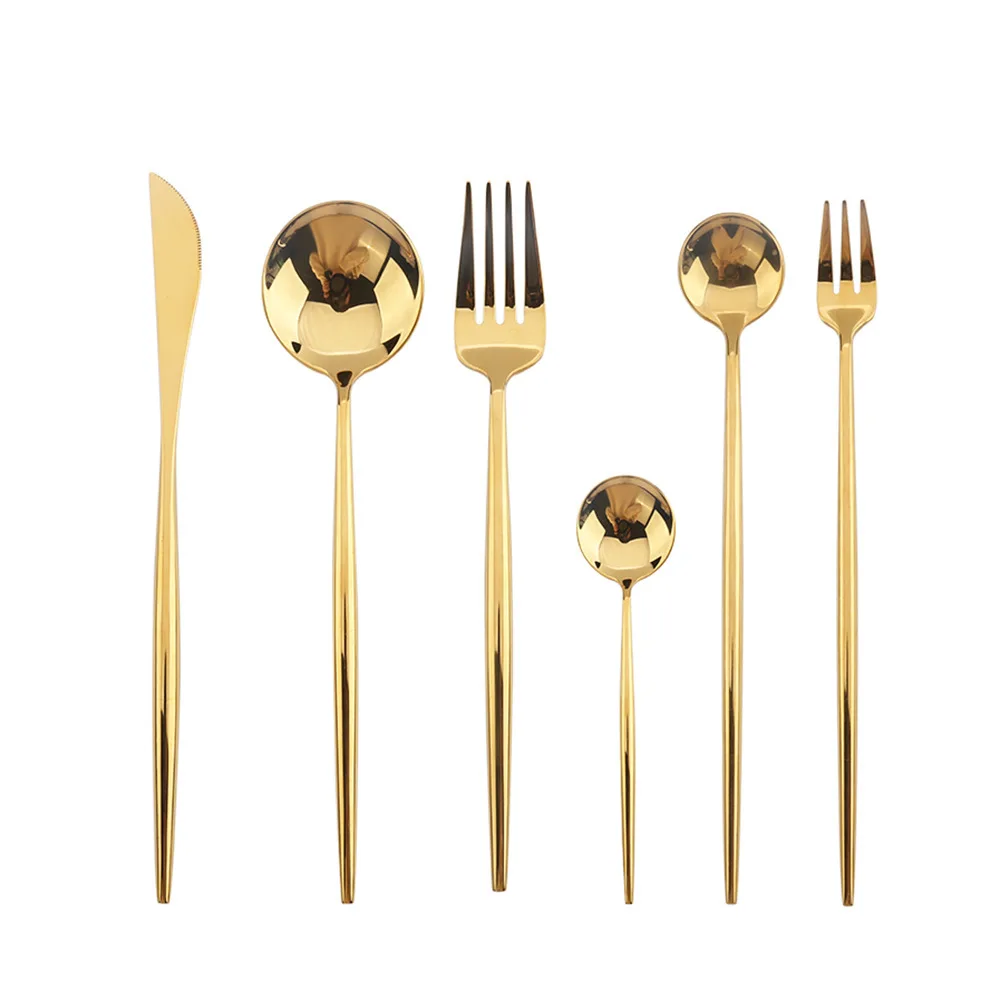 High Quality Gold Cutlery Set Stainless Steel Portable Dinnerware Set Mirror Polishing Food Steak Fork Spoon Knife Chopstick 1pc