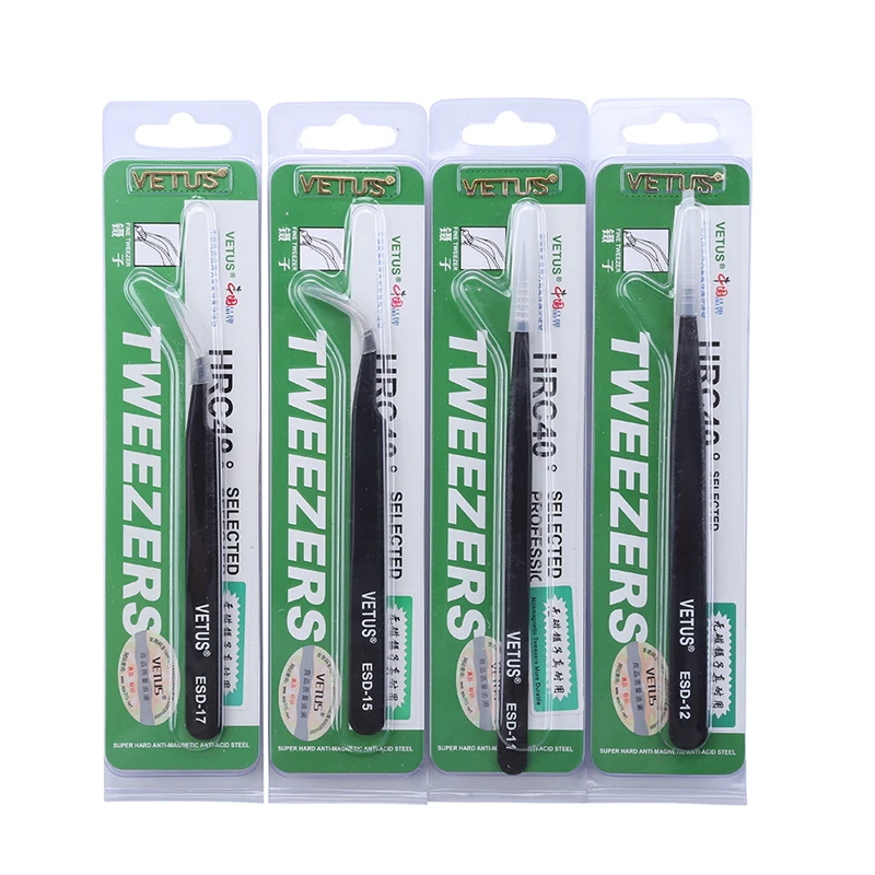 Пинцеты VETUS из нержавеющей стали антистатические промышленные серии ESD