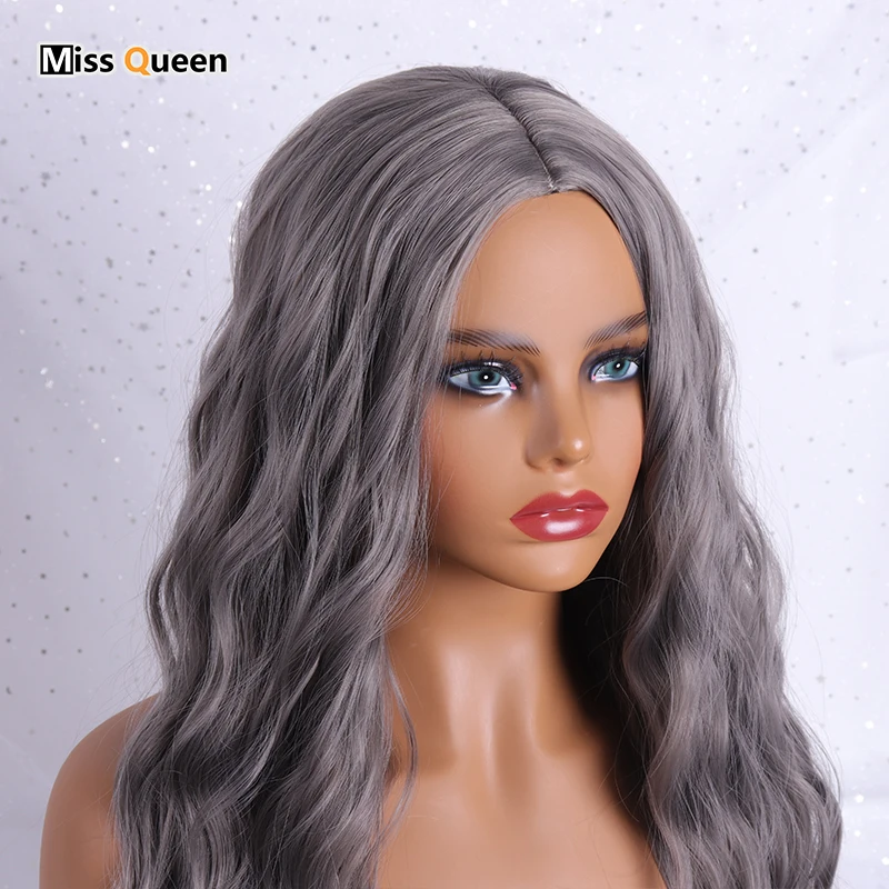 MISS QUEEN 22 Inch Pink Wavy Wig Cosplay Natural Synthetic Women's Red Silver 8 Color Heat Resistant Hair | Шиньоны и парики