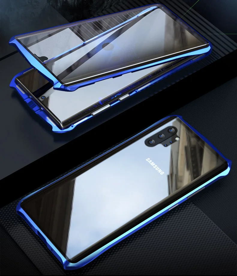 Магнитный чехол для samsung Galaxy Note10 Plus 5G, прозрачный металлический стеклянный магнит, защитный чехол для samsung note 10 360