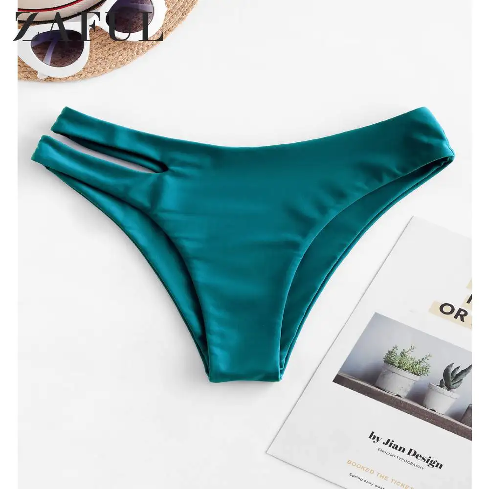 Женский купальник бикини ZAFUL с вырезами однотонной подошвой завязками по бокам