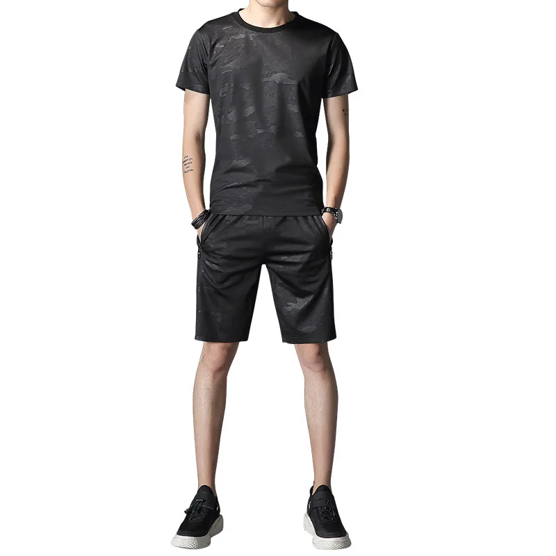 

Trendy Camouflage Shorts Sports Suit Men's Summer Loose Plus Size Korean Personality Casual Two-piece Suit