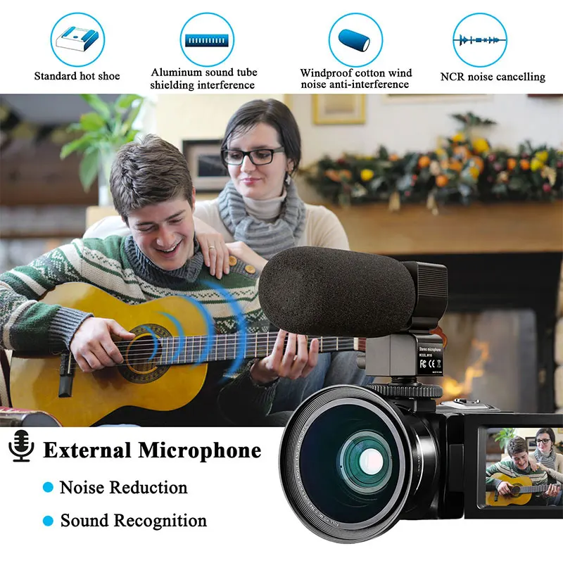 Видеокамера видеокамера с микрофоном VideoSky FHD 1080P 15 кадров/с 24 МП|Любительские