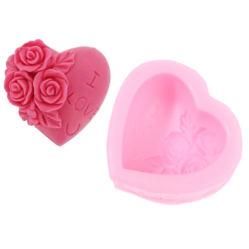 

3D силиконовая форма в форме сердца розы цветка, форма для шоколада, печенья, выпечки, торта, формы, инструменты, форма для мыла, украшение