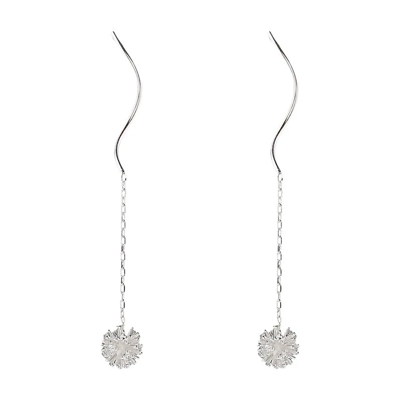 Милые крошечные серебряные цветочные волнистые длинные серьги кисточки 925