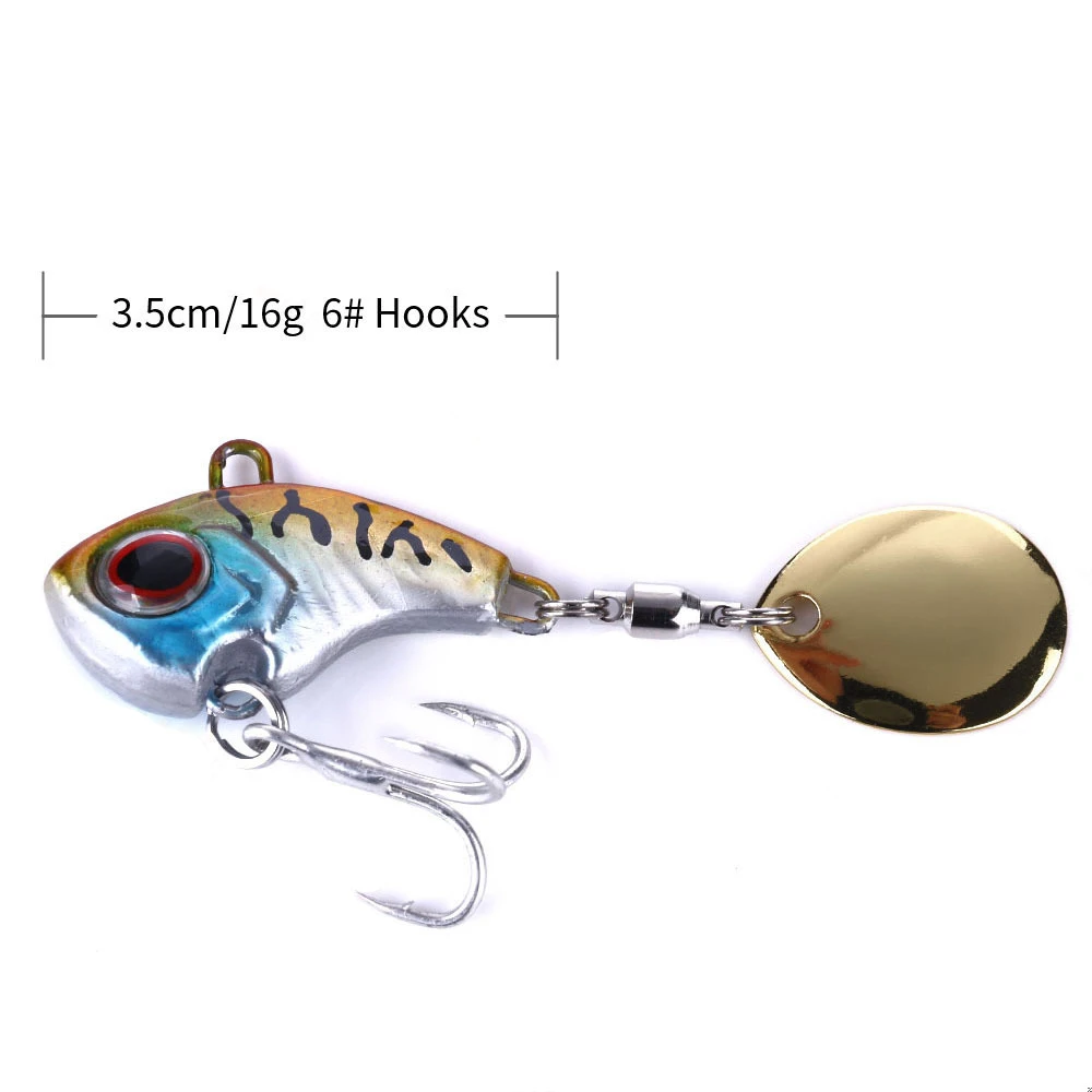 1 Pcs VIB Rotating Metal Fishing Lure 9g 13g 16g 22g Spoon Hard Bait Winter Ice Fishing Tackle Crankbait Vibration Spinner