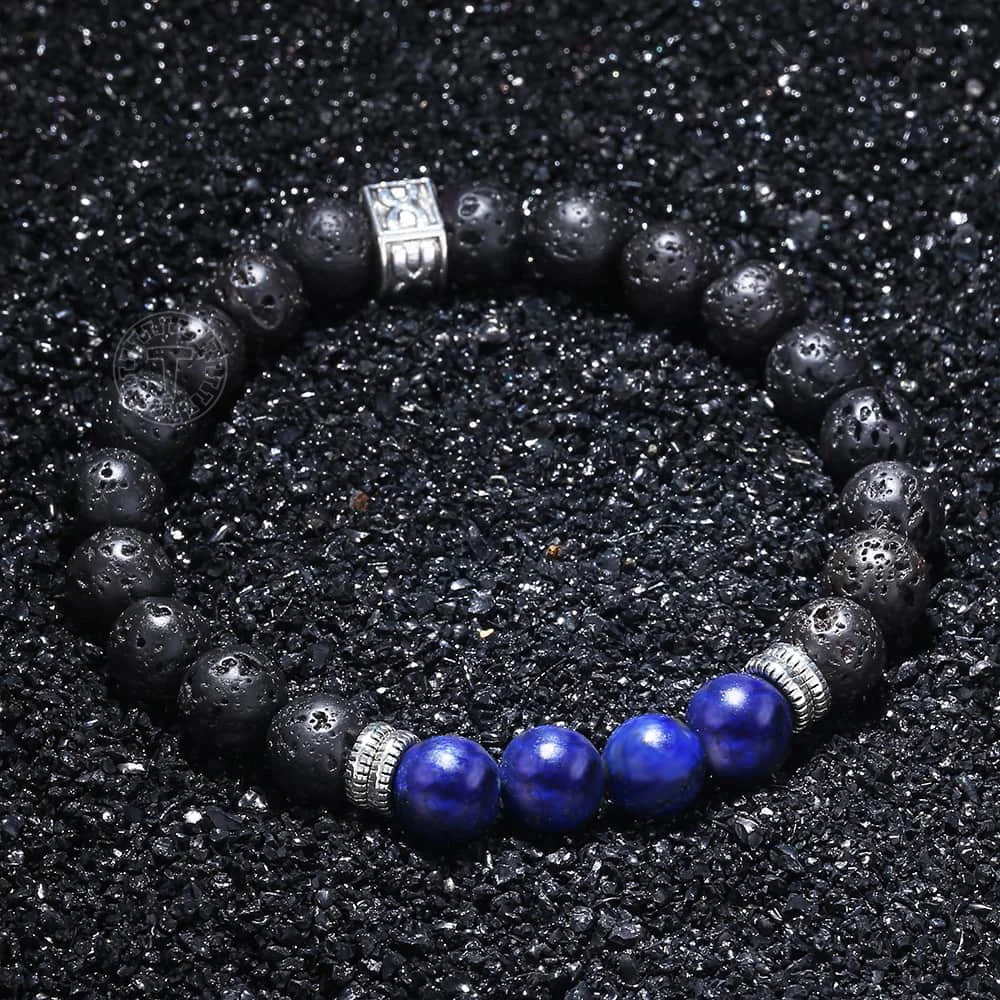 8 мм мужской браслет из лазурита тигрового глаза бусин лавы нержавеющей стали